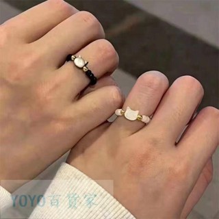 臺灣🚚ins戒指 開口戒指 高階顏值貓咪閨蜜戒指ins學生小眾掉色女生禮物抖音同款 小眾設計 甜酷指環