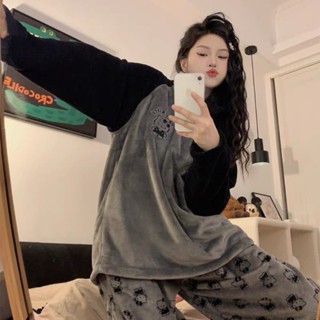(典藏私櫥)韓系睡衣 可愛Kitty貓冬季加絨睡衣 多款式毛絨睡衣 加厚 卡通睡衣 保暖睡衣 法蘭絨冬季居家服套裝