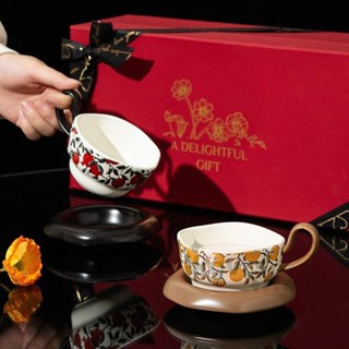 桃園發貨『咖啡杯』免運 2024新款複古 咖啡杯 情侶對杯禮盒套裝家用網紅ins高顔值下午茶杯