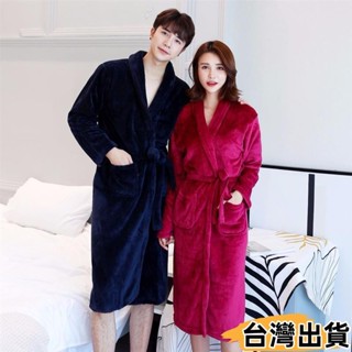 臺灣熱賣⚡100kg大尺碼正韓版日系和服素色情侶裝秋冬季加厚加絨加長版過膝法蘭絨睡袍珊瑚絨浴袍寬鬆浴衣男女睡衣保599