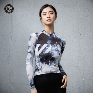🚲🥻VNS小骷髏迷霧春夏女士騎行服長袖上衣公路自行車運動服透氣排汗