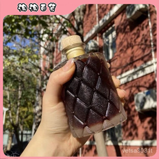 🔥臺灣最低價🔥【透明美觀】學生木塞咖啡飲料瓶ins風美式冷萃咖啡杯透明玻璃杯加厚帶蓋便攜