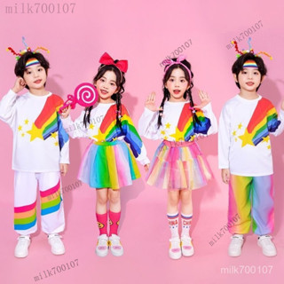 啦啦隊服 兒童多巴胺啦啦隊演出服 秋季小學生運動會開幕式服裝班服 紗裙套裝 兒童啦啦隊 WOGC
