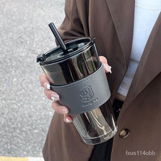極光杯ins高顔值吸管杯耐高溫玻璃杯學生杯防燙水杯辦公室情侶杯 吸管咖啡杯 隨行咖啡杯 環保杯 飲料杯