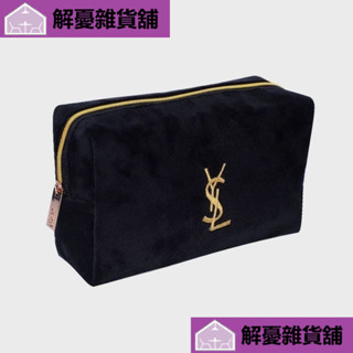 【刺繡絨布化妝包】黑色大容量彩妝收納袋專櫃隨身款簡約設計實用贈品推薦DLUY