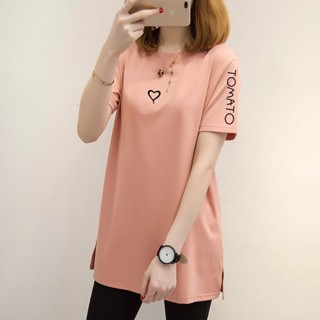Luxi❤2023新款夏季女裝上衣韓版寬鬆大碼中長款T恤白色短袖女休閒T恤衫