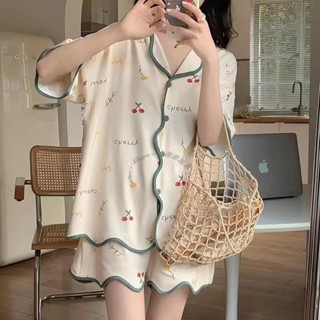 Twiggie❥家居服居家服大碼套裝衣服清新甜美日系可愛睡衣女夏季卡通少女士學生開衫短袖短褲薄款家居服兩件套裝