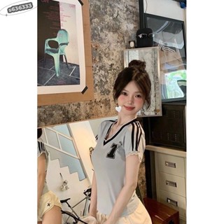 洋氣時尚可愛春夏季新款印花正肩短袖T恤女裝夏季設計蕾絲拚接辣妹修身顯瘦上衣網紅探望你s636333