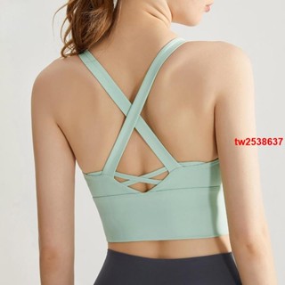 新竹免運♕S-XXL 大碼【固定胸墊】運動內衣性感交叉美背健身上衣防震跑步內衣（80斤-155斤）