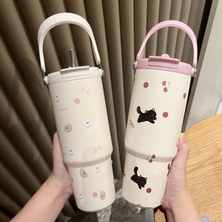 手提冰霸杯 保溫杯 保溫瓶 咖啡杯 冰壩杯 不鏽鋼保溫杯 隨手杯 環保杯 隨行杯 冰霸杯不銹鋼高顔值可愛吸管杯子