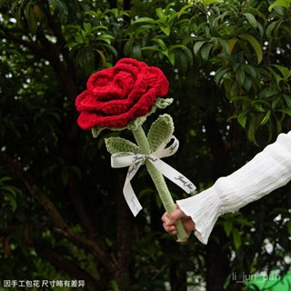 🔥臺灣出貨🔥超大朵單支紅玫瑰花束成品手工紡織毛綫花520情人節母親節的禮物 情人禮物 成品 浪漫花束 氛圍感禮物 紀念日
