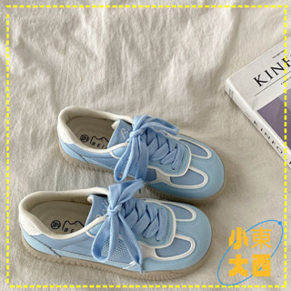 臺灣出貨🎀免運 夏季女涼鞋 戶外休閒鞋 縷空透氣鞋藍色小眾設計德訓闆鞋女款春秋2025年新款休閒運動鞋阿甘小白鞋
