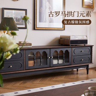 「森活良品」免運😊S&傢俱法式複古實木電視櫃中古風落地電視機櫃美式客廳家