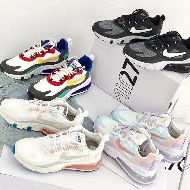 降價 耐吉 Nike Air Max 270 React 黑白 奶茶色 粉色女鞋 男鞋 情侶款跑步鞋 休閒鞋