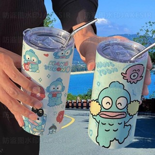 歡歡/水壺 水杯✨ 吸管杯 醜魚漢頓卡通保溫杯帶吸管隨手杯咖啡杯ins高顏值便攜學生水杯 環保杯 便攜水杯