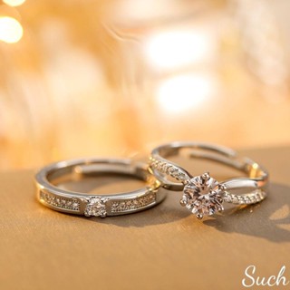 Such·戒指|情侶戒指結婚模擬一對高級感鉆戒可調節大小一男一女婚禮儀式道具戒指女 尾戒 戒子 食指戒指 戒指女生 指環