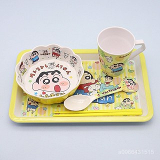 ✨臺灣熱賣✨精選百貨【2019人收藏】新款蠟筆小新食品級餐具吃飯專用花邊碗可愛兒童卡通餐具組閤套裝