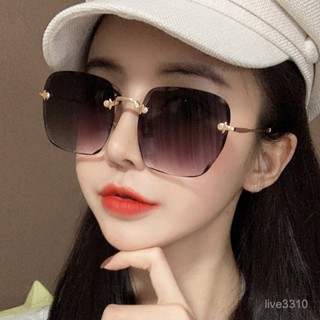 [臺灣出貨】2025年新款無框方形太陽鏡女韓版潮網紅圓臉淺色墨鏡防紫外綫眼鏡