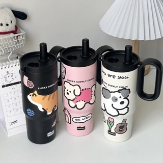 店鋪新款吸管杯子保溫杯水杯720ml車載水杯保冷杯咖啡冰壩杯冷水杯隨手杯環保杯316真空不銹鋼保冷咖啡杯汽車杯