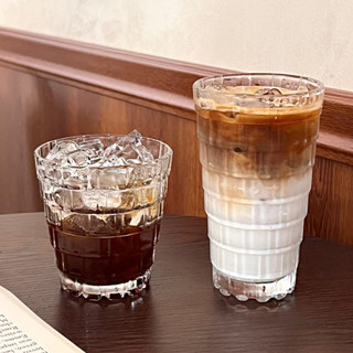 🔥臺灣爆火🔥小眾ins風疊疊杯玻璃水杯冰美式咖啡杯高顔值女浮鵰冷飲杯果汁杯 E70K
