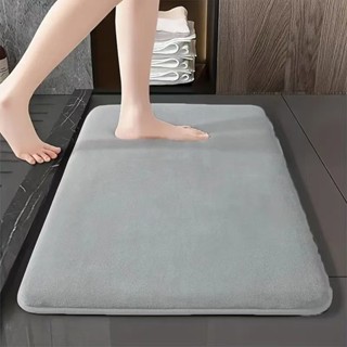 🍑限時下殺價🍑法蘭絨浴室地墊 加厚防滑吸水速乾腳墊 可訂製尺寸素色衛生間進門墊 陽臺玄關家用ｑｑｑ