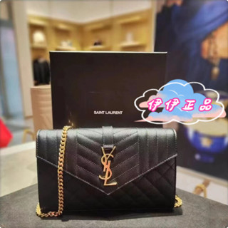 YSL MONOGRAM 620280 魚子醬牛皮 信封包肩揹包 斜揹包 翻蓋鏈條包