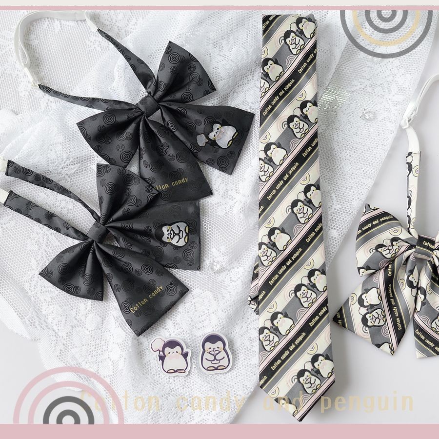 【台灣出貨】領結領帶🎀【霖悅君】企鵝棉花糖原創JK/DK領帶女襯衫小物休閑提花領結 百搭