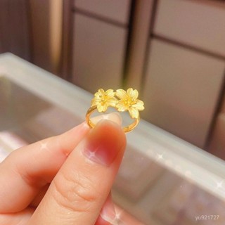 新爆款🔥輕奢百搭高階感金黃色玫瑰花戒指女2024新款花朵開口指環禮物戒子 銀戒指 食指戒指 可調式