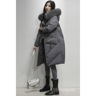 【詩詩生活館】大毛領白鵝絨羽絨服女中長款2025新款韓版過膝時尚連帽寬鬆顯瘦