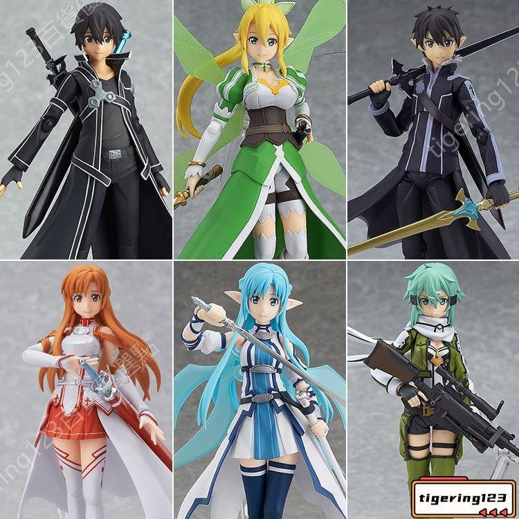 刀劍神域figma174178刀劍神域桐人 亞絲娜 朝田詩乃Q版可動換臉手辦模型手辦模型