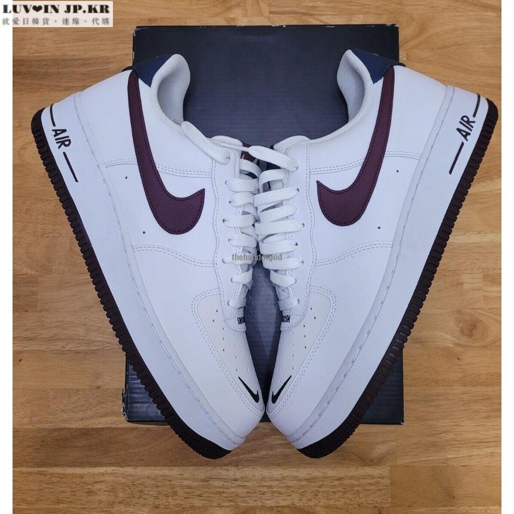 Nike Air Force 1'07 Low 白栗 酒紅小勾 皮革簡約休閑滑板鞋 CJ8731-100 男女鞋