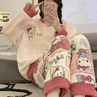 可愛睡衣💎💎ins💎睡衣💎女冬法蘭絨加絨保暖秋冬季學生可愛卡通長袖珊瑚絨家居服