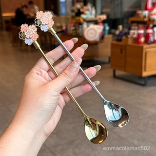 📣24H限時爆品促銷📣【店鋪熱銷】304不銹鋼加長柄攪拌勺咖啡勺精緻可愛日式輕奢甜品勺子ins高顔值朵朵精選 AL6B