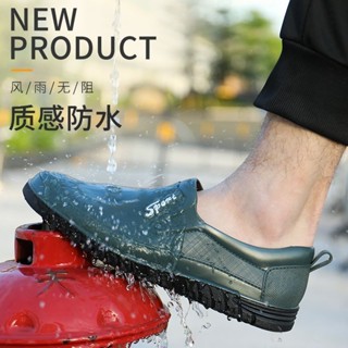 時尚男士雨鞋水鞋新款短筒防水低筒膠鞋防滑廚房厚底防臭春秋雨靴雨鞋男 沙灘鞋 休閒鞋 工作鞋 男鞋子