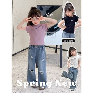 【CHINGLEESHOP】兒童童裝2025夏季新款女童短袖上衣寶寶短款洋氣T恤時髦夏裝uio