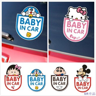 火熱新店🐱卡通Baby in Car寶寶在車上車貼 反光警示車貼 機器貓蠟筆小新車貼 米奇車貼 優質pvc防水防曬車貼