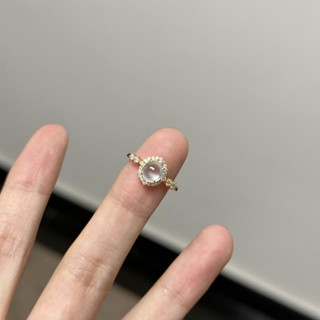 【有福小店】超溫柔冰種白冰玉石髓蛋面戒指鑲嵌開口指環玻璃種高級感食指戒指