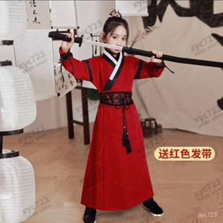 男童女童漢服霸氣錶演中國武俠國學服裝兒童花木蘭古裝演出演出服 KLLA