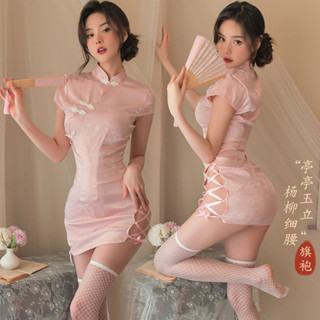 小野貓 復古提花性感旗袍睡衣情趣內衣古典旗袍制服誘惑火辣激情套裝包臀