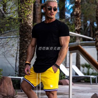 [塔塔·販賣美麗、熱銷]純色運動T恤男 肌兄弟 圓領健身服上衣 跑步籃球訓練彈力短袖t