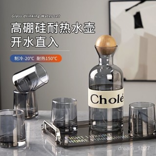 🔥搶便宜🔥北歐風輕奢耐高溫玻璃杯套裝 ins風 酒杯 網紅杯 冷水壺 高顔值 大容量 隨行杯 透明水壺 環保杯 吸管