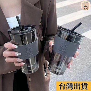 【小圓❥桃園發貨】 【一週內1000+人拼單】小鹿玻璃杯ins高顏值輕奢吸管杯便攜學生女情侶大容量杯子咖啡杯