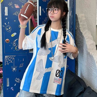 🔥虧本清倉 臺灣出貨🔥美式復古運動短袖女夏季蕾絲和平鴿印花T恤cleanfit寬鬆情侶上衣
