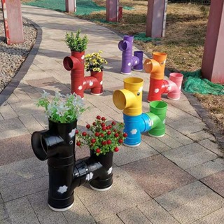 臺灣熱賣卡通花架pvc花架小馬戶外庭院裝飾落地陽臺花園擺件花盆架