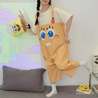✨駿麟小鋪✨海綿寶寶連體睡衣女士夏季薄款短袖卡通可愛睡裙褲少女家居服夏天 HAZU