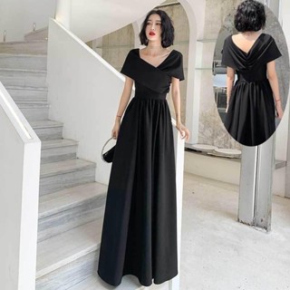 🎈高品質支援訂製 女士黑色長款晚禮服質名媛高階晚宴服 年會主持人緊身顯瘦晚禮服 聲樂藝考表演服 日常約會洋裝 慈善晚會