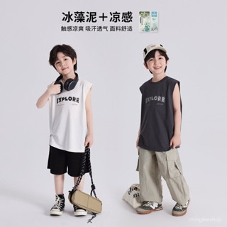 【CHINGLEESHOP】童裝夏裝男童洋氣上衣2025夏季新款兒童潮酷百搭字母背心