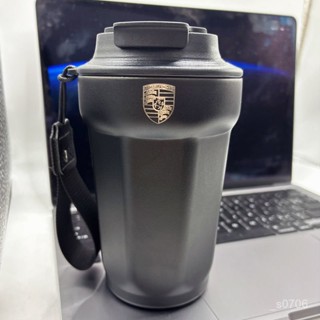 保時捷咖啡杯4S店同款316內膽不銹鋼保溫杯車載便攜大容量戶外隨行水杯簡約低調有內涵保時捷咖啡杯