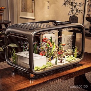 魚缸家用新款製氧過濾一體機客廳水族箱桌麵造景生態中小型金魚缸 KLTA