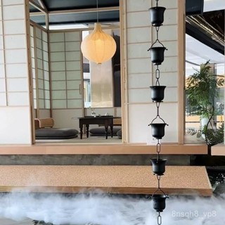 ❤臺北發貨❤別墅庭院紫銅雨鏈日式屋簷引水鏈民宿小院子排水管雨水鏈天溝裝飾 QY8S